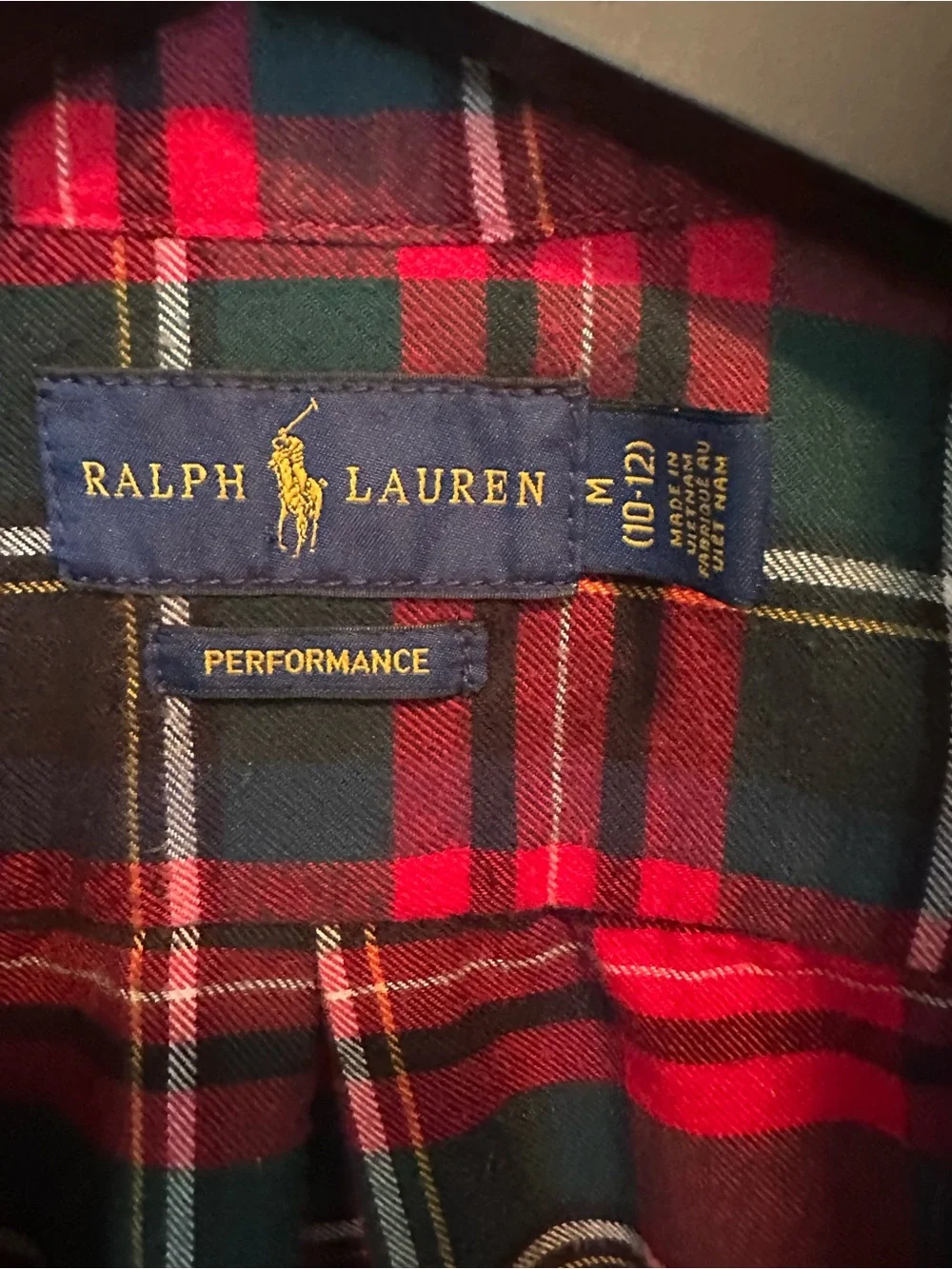 Boys Polo Red Plaid Flannel Shirt: Size 10-12